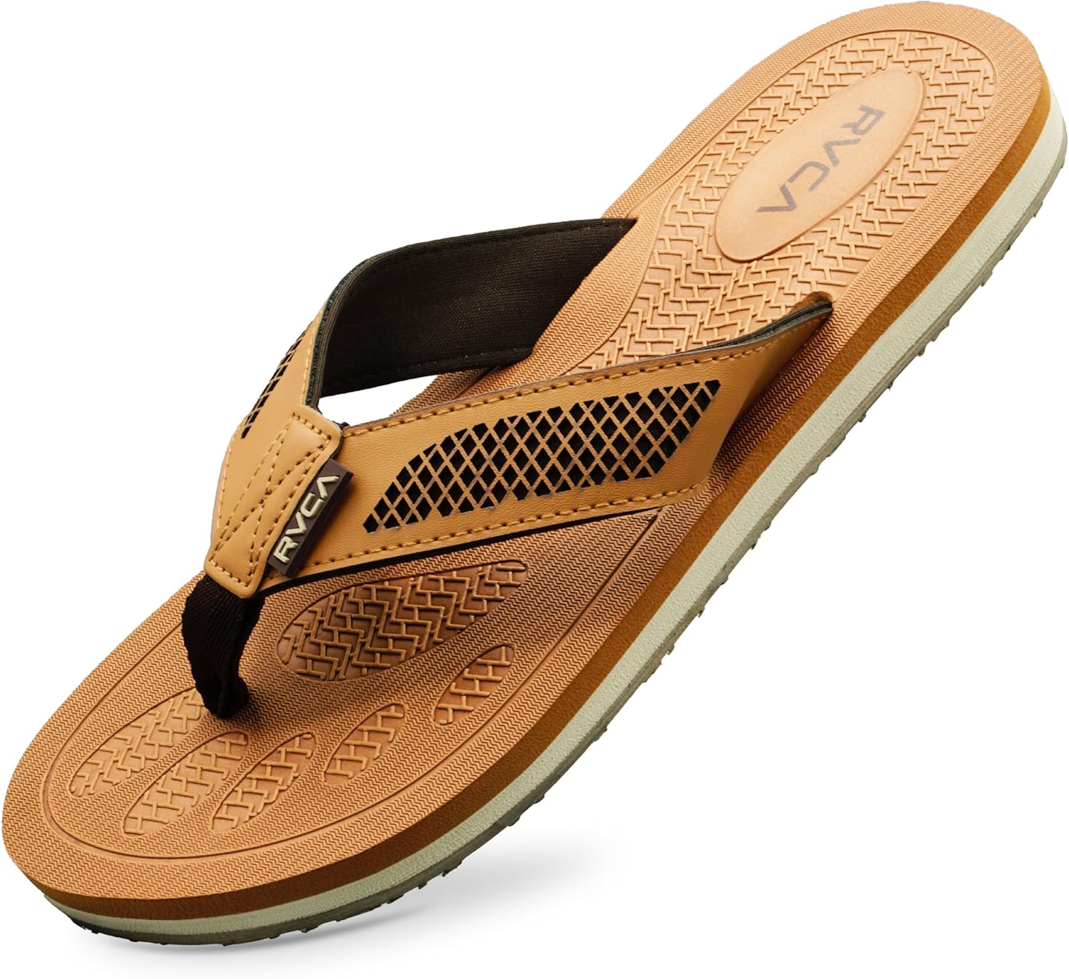 

Сандалии RVCA с перфорированным Т-образным ремешком- дышащая, амортизирующая и прочная обувь, Tan