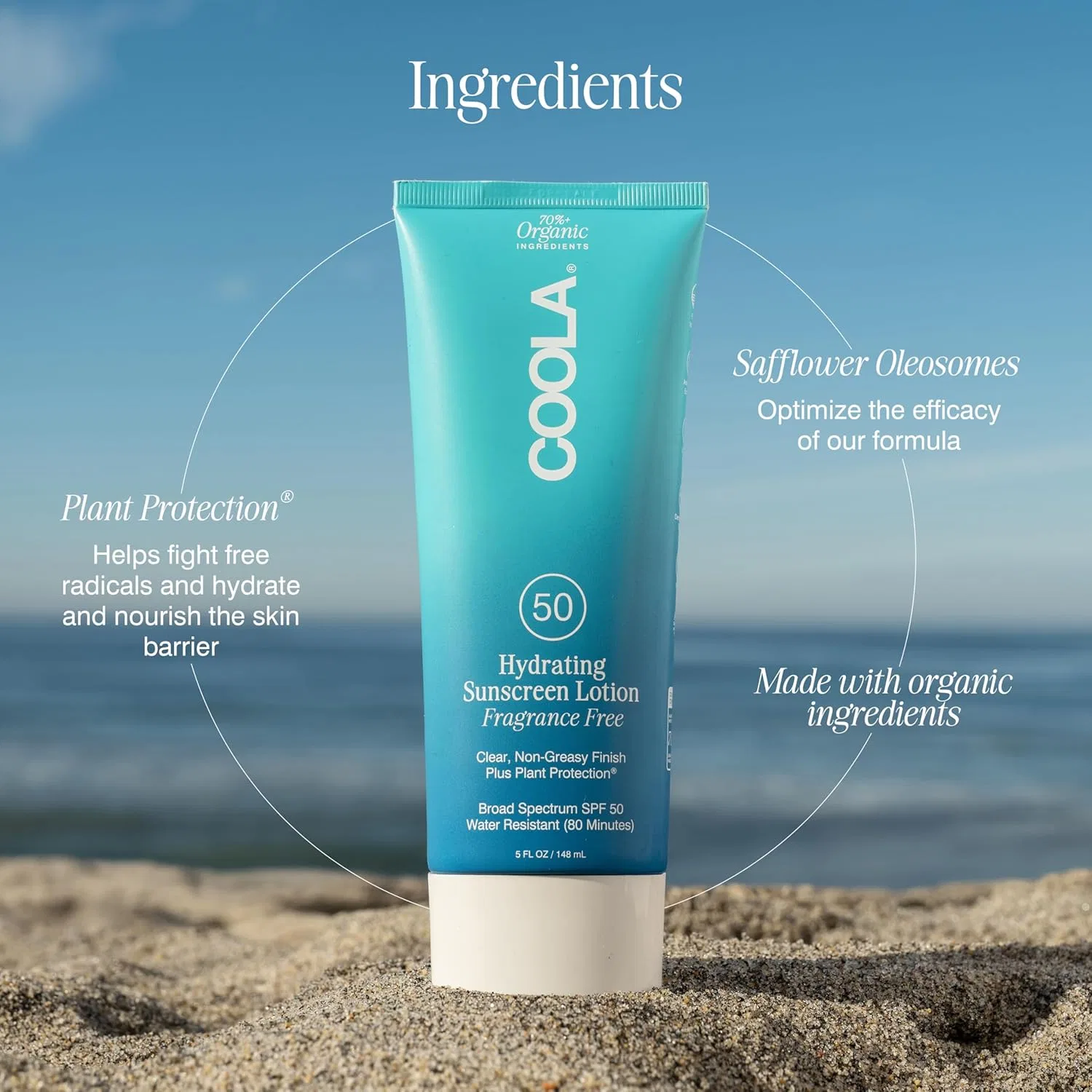 Солнцезащитный лосьон для тела SPF 50+ без отдушек от COOLA ‎Coola — фото 2