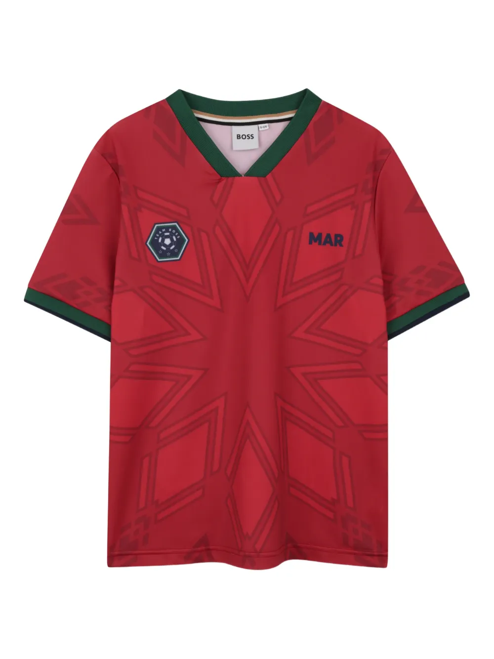 

Футболка с v-образным вырезом и принтом BOSS Kidswear, красный