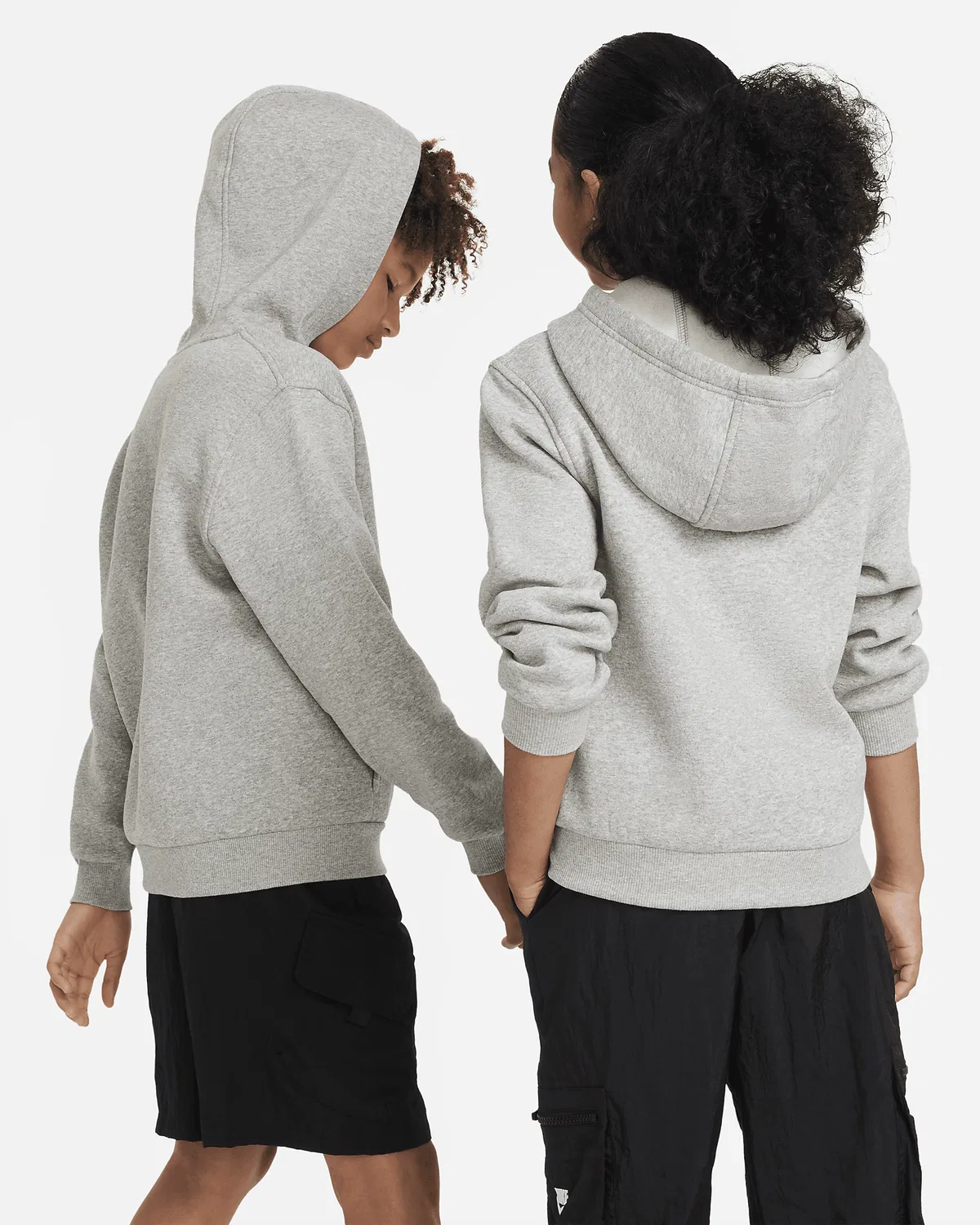 Детская худи Nike Sportswear Club Fleece на молнии, Dark Grey Heather/Base Grey/White — фото 2