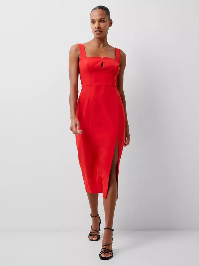 

Платье French Connection Echo Crepe Bust Detail Midi, цвет true red