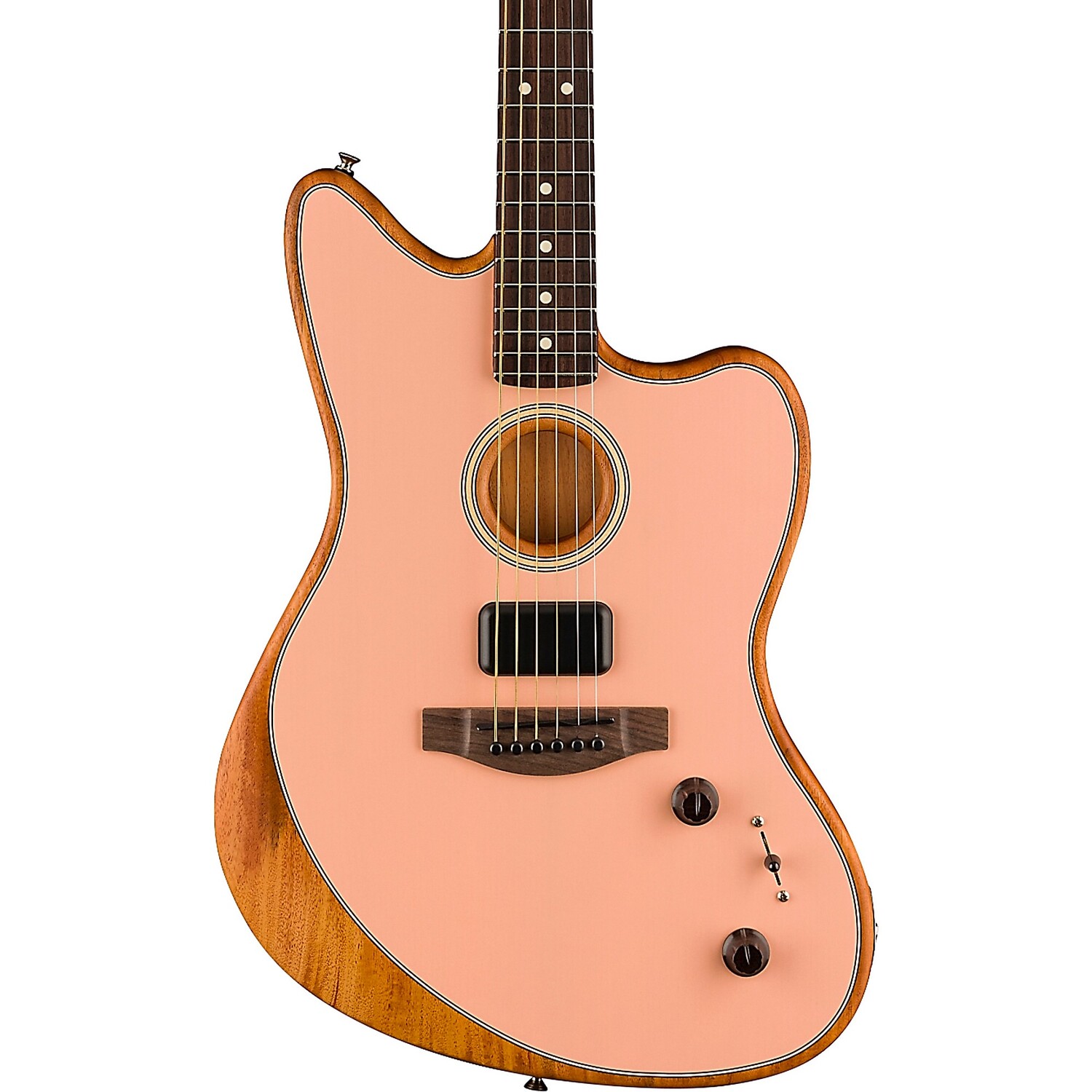 

Акустическая электрогитара Fender Acoustasonic Player Jazzmaster Sitka Spruce-Mahogany, корпус розовая