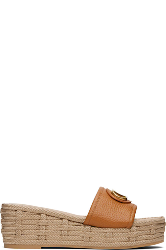 Коричневые шлепанцы с логотипом VLogo Signature Valentino Garavani