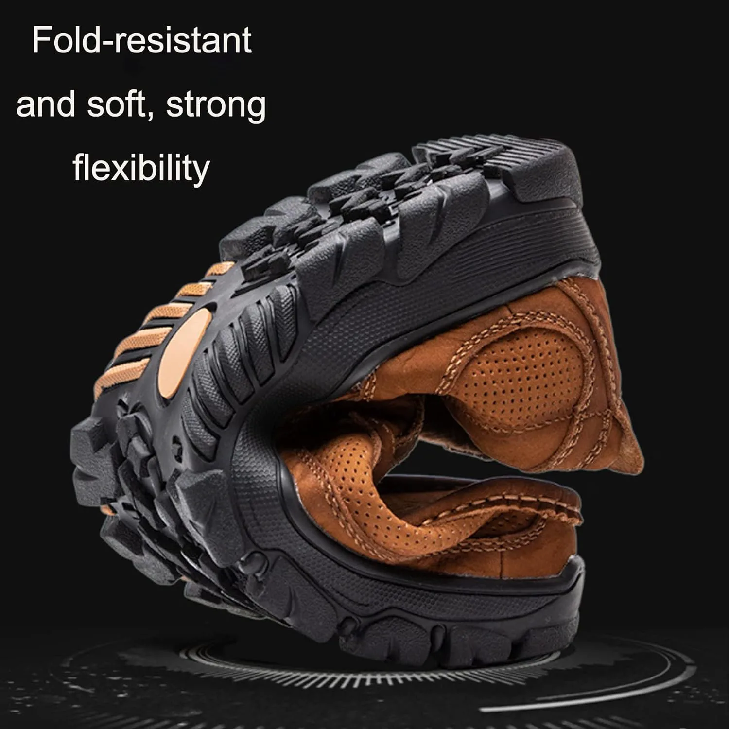 

Мужские кожаные классические лоферы с нескользящей подошвой, повседневные, легкие, дышащие, мягкие и удобные, для прогулок на открытом воздухе, слипоны для походов PURCHAWEE, коричневый