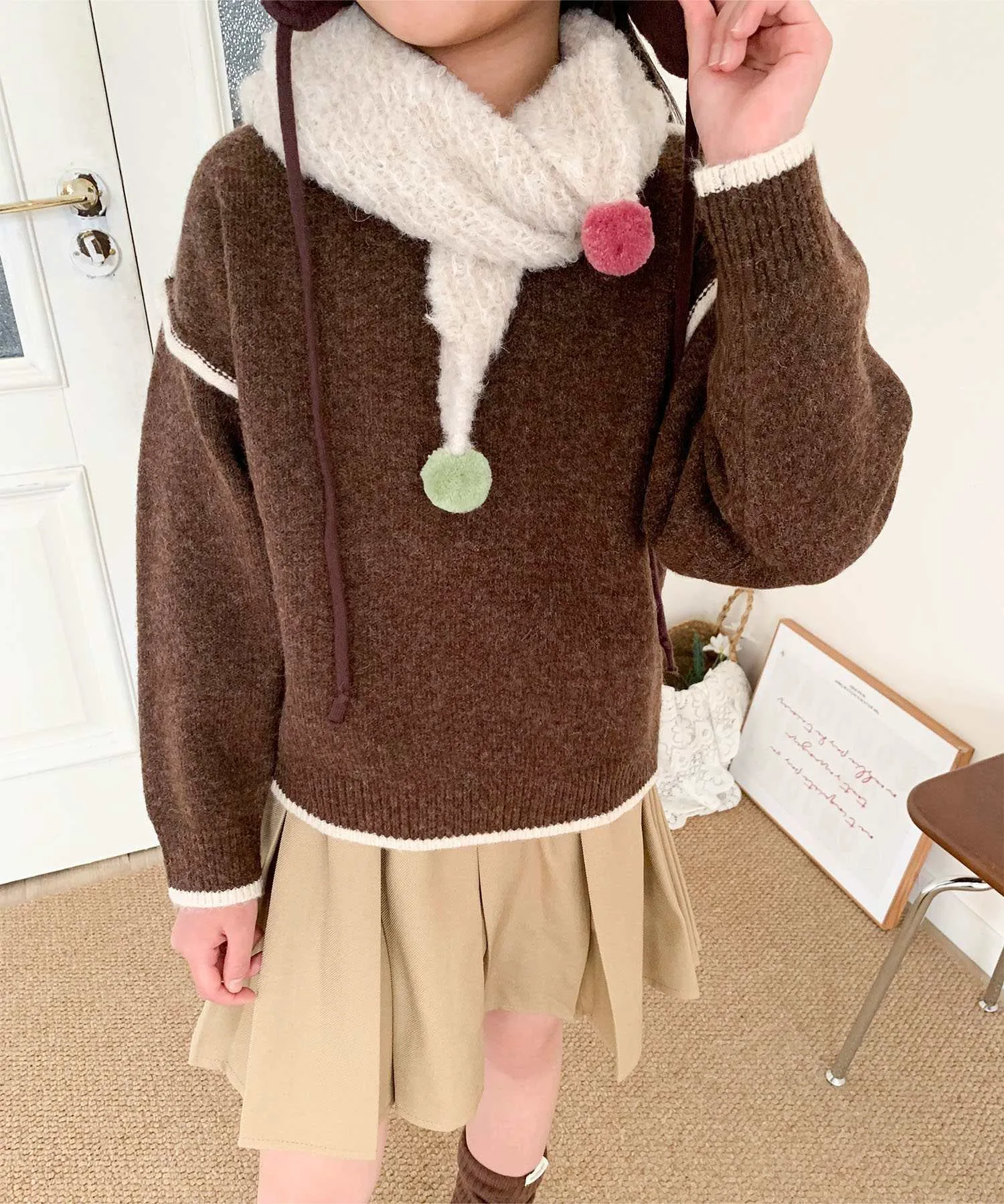Детский мягкий вязаный пуловер из мохера Aimoha Kids, coffee