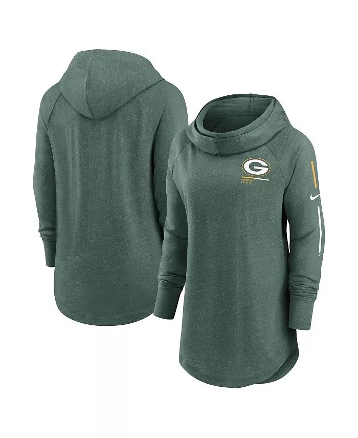 

Женская толстовка с капюшоном цвета зеленого цвета Green Bay Packers Minimal Statement с воротником-трубой и реглан Nike