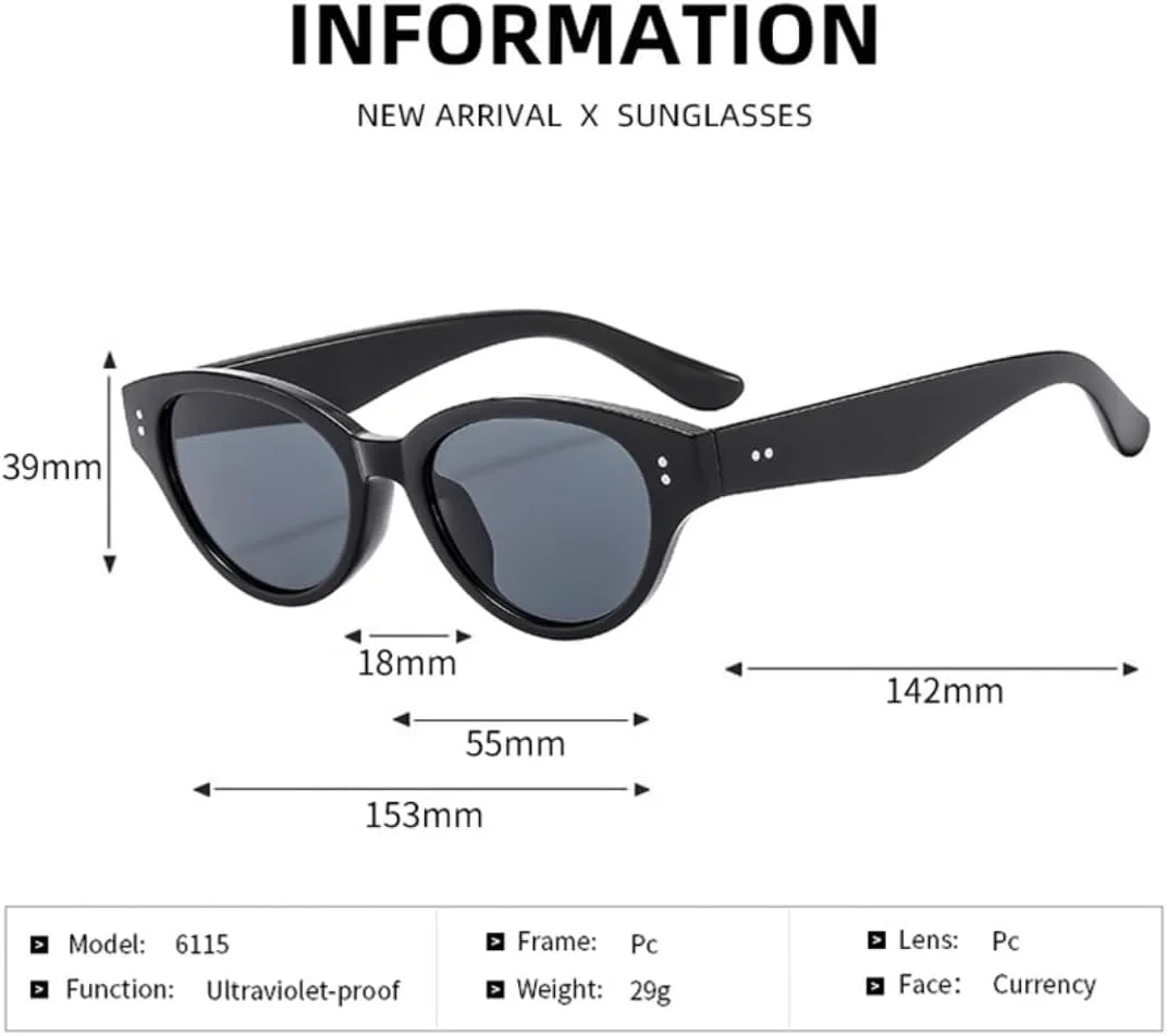 

Солнцезащитные очки с защитой UV400 | Маленькая оправа "кошачий глаз" | для женщин и мужчин | для занятий спортом на открытом воздухе и вождения DSVIGF, Black Clear