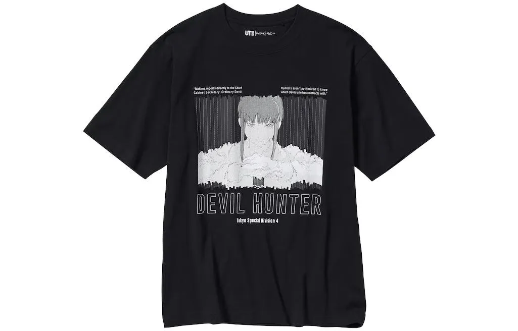 UNIQLO Футболка Unisex черная с круглым вырезом умеренно прямого кроя