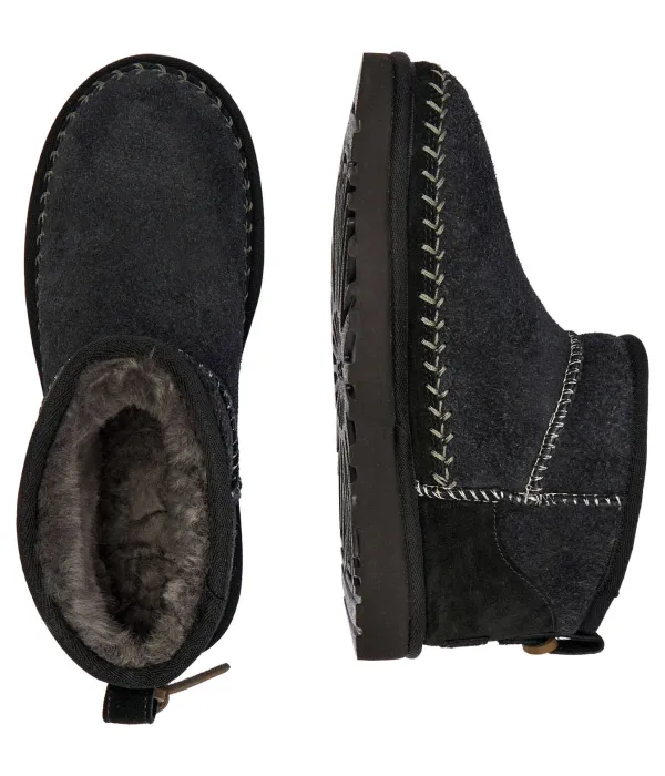 Классические ультрамини кожаные зимние ботинки Biarritz Ugg, черный — фото 3