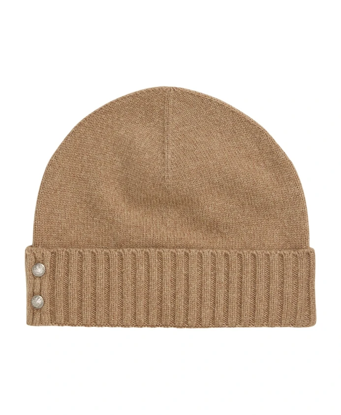 

Вязаная шапка с гербом Ralph Lauren, бежевый