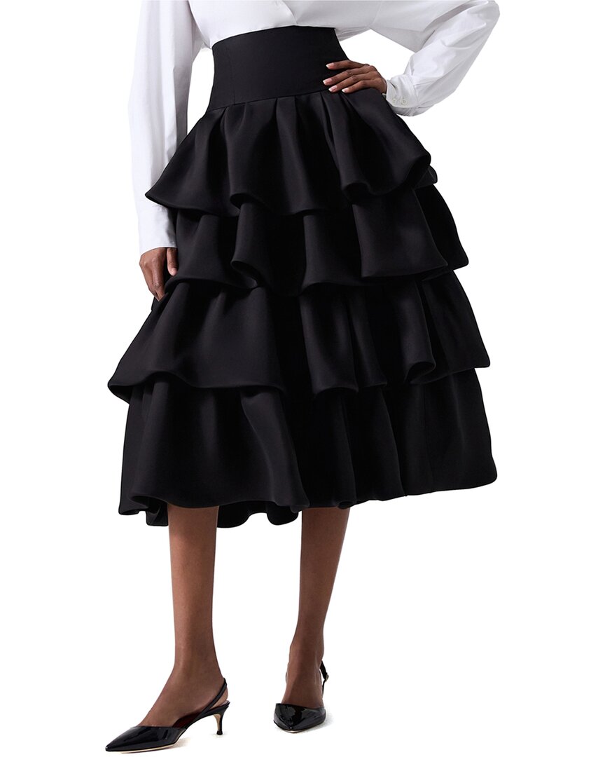 

Каролина Эррера Миди-юбка с ярусами и рюшами из шелка Carolina Herrera, черный