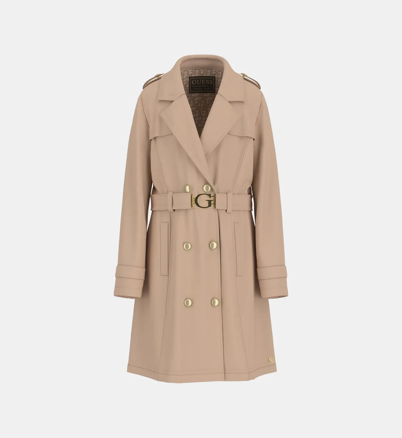 Фирменный прямой тренч Guess, бежевый
