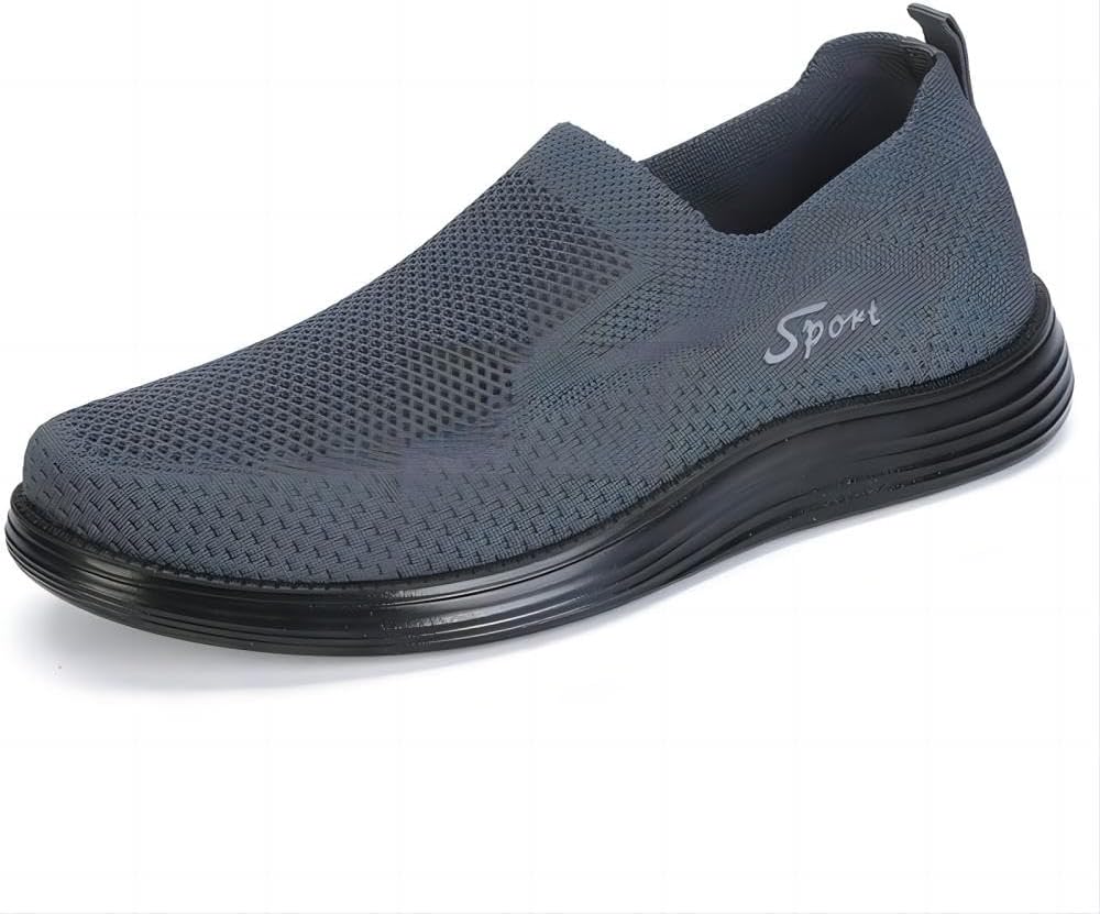 

Мужские повседневные лоферы Легкие слипоны для прогулок на улице Комфортные спортивные модные сетчатые дышащие нескользящие туфли Asifn, серый