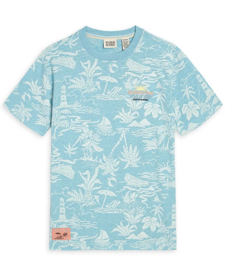 Детская футболка с круглым вырезом и принтом, размер 4-7 Scotch & Soda, синий