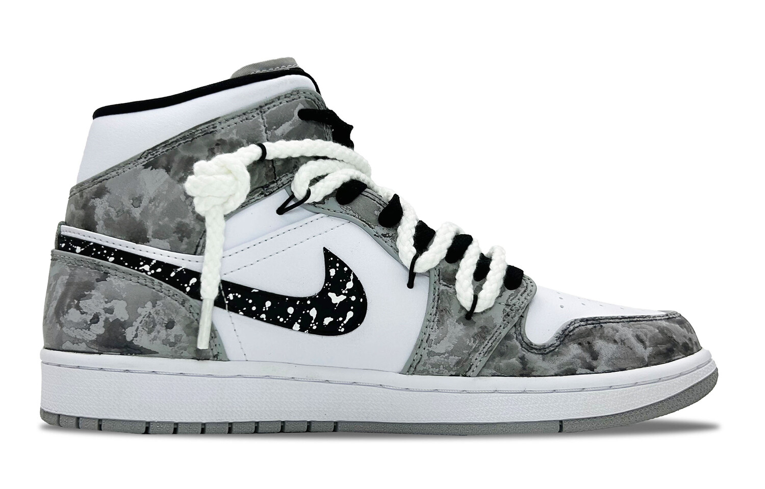 

Кроссовки Air Jordan 1 Vintage Basketball Shoes Men Mid-top Black/white, темно-серый