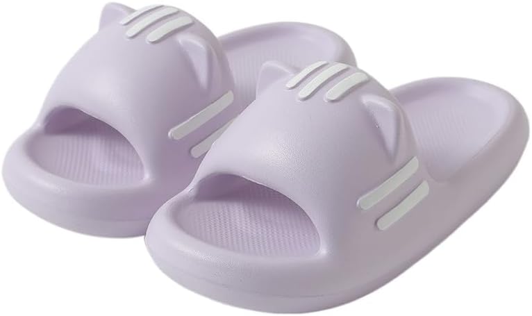 

FSwinder Cat Slides- летние милые тапочки с мультяшными котиками, нескользящие, с открытым носком и легкой подошвой, повседневные, унисекс, пляжные, фиолетовый