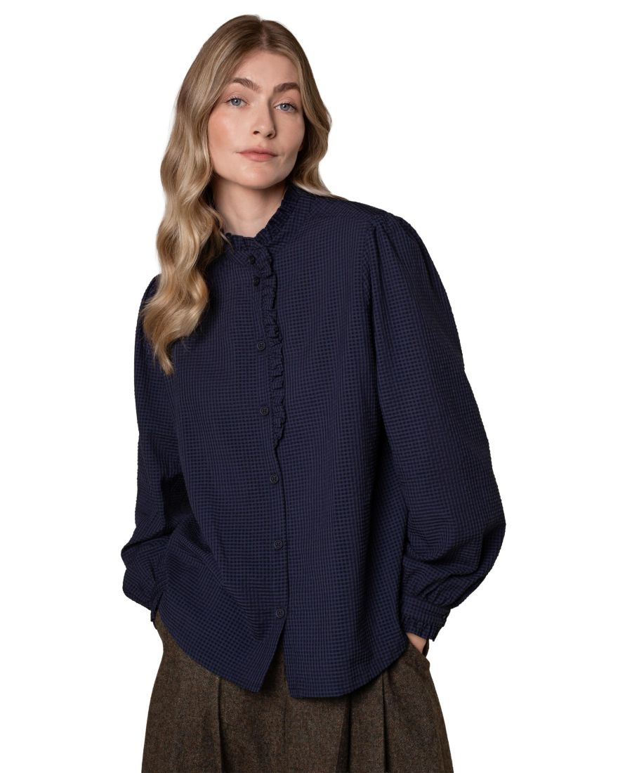 

Женская блузка с фактурным воротником-рюшами Celtic & Co, Dark navy