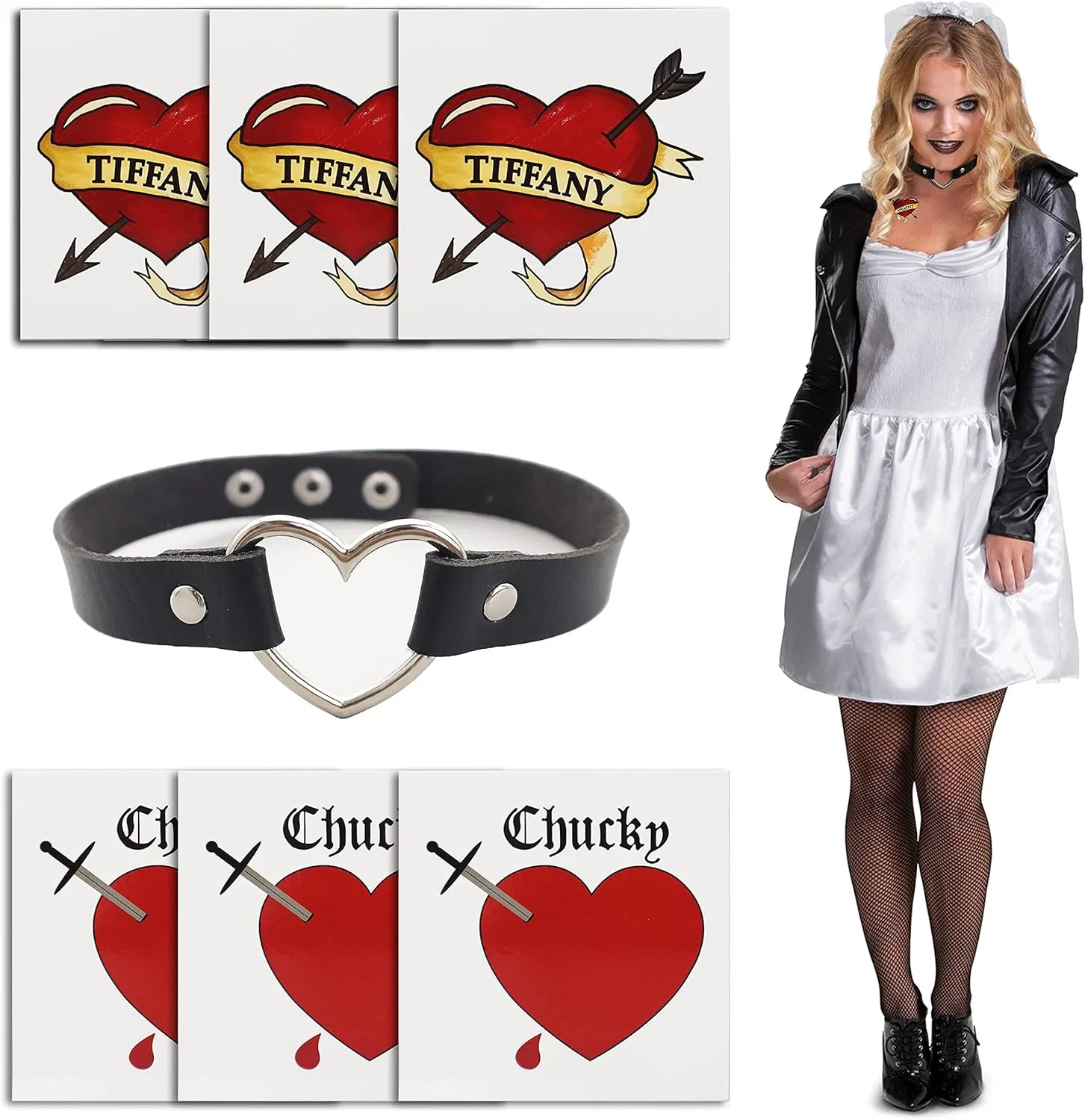 Временные тату-наклейки Pandecor Bride Heart Tiffany Heart, набор 6 шт., романтический стиль