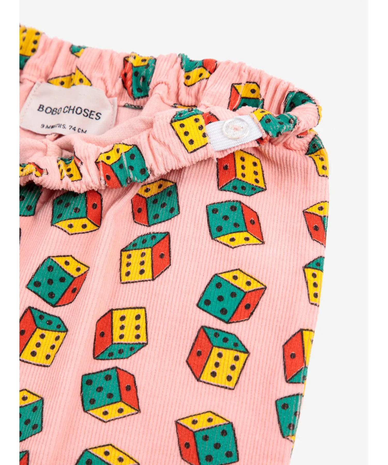 Детские штаны из микрокордуроя с Dice принтом BOBO CHOSES розовые — фото 3