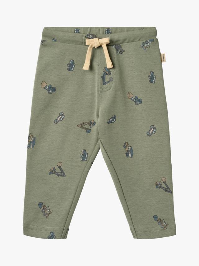 

Детские хлопковые джоггеры с принтом и шнурком WHEAT, Dusty Green