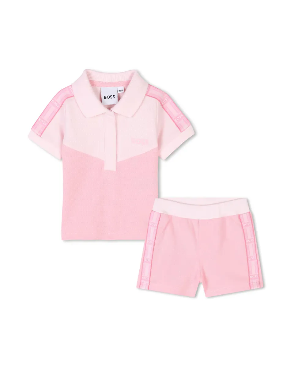 

Розовый комплект с короткими рукавами для девочки BOSS Kidswear