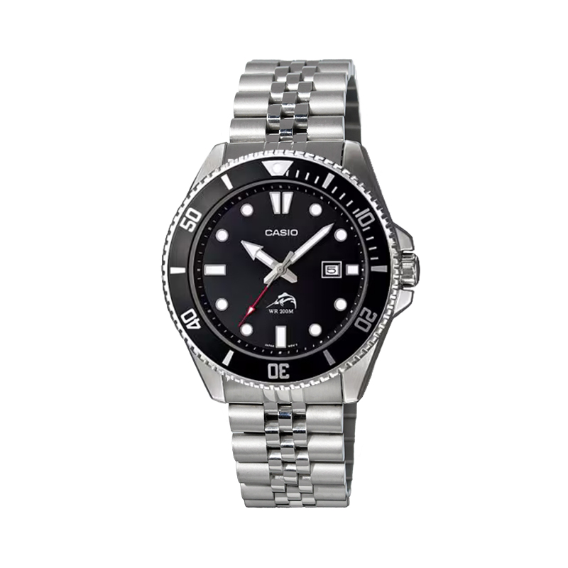 

CASIO Ретрофит серия MDV 106 1 кварцевый механизм часы с браслетом из нержавеющей стали унисекс черный циферблат