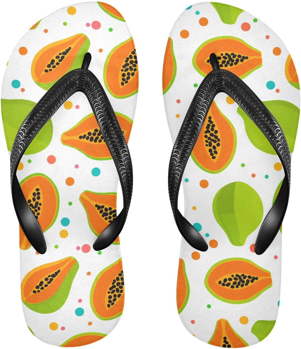 

Вьетнамки белые с яркими точками Papaya, пляжные шлепанцы для душа, резиновые нескользящие летние шлепки для мужчин и женщин для прогулок Sinestour