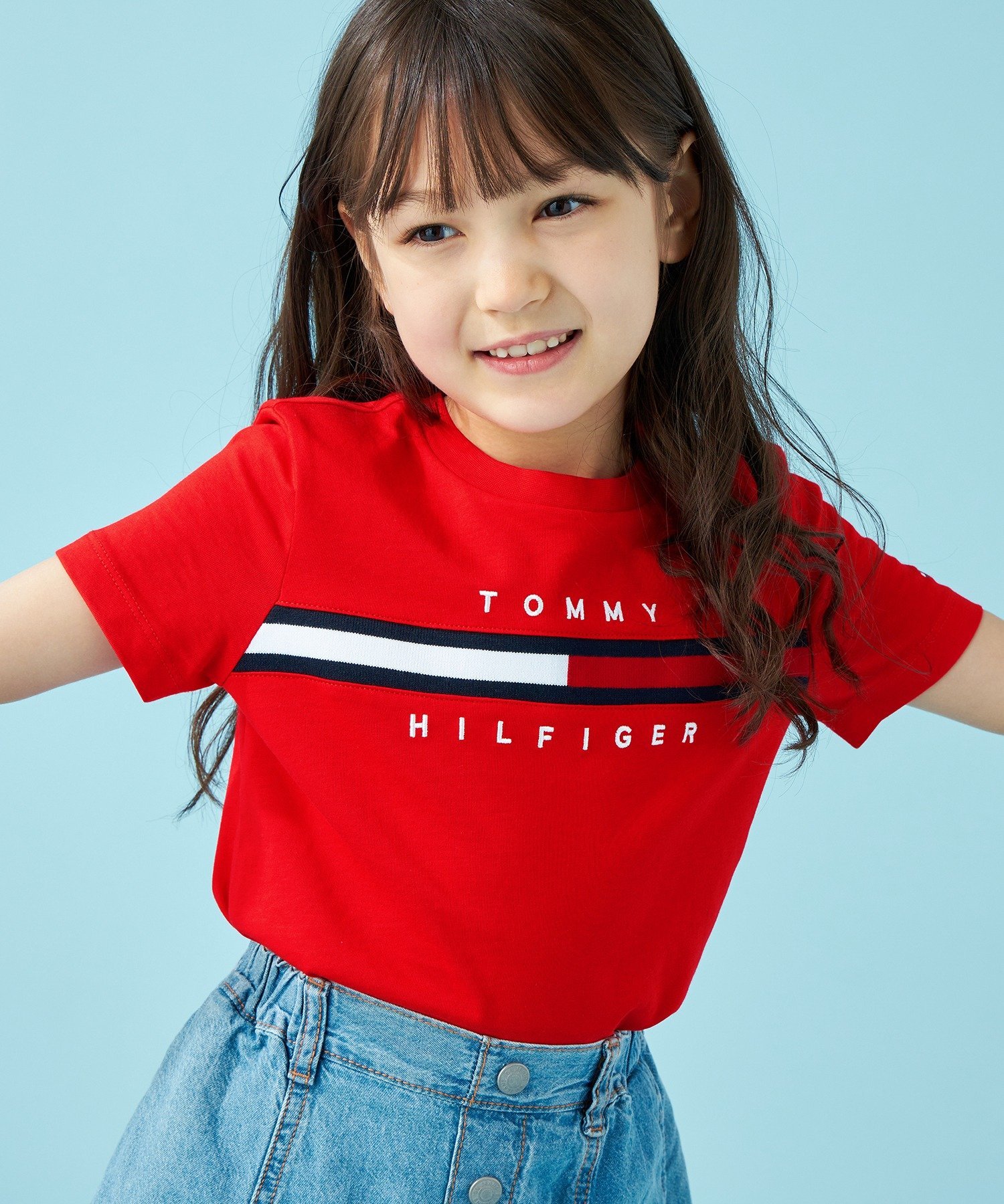 Футболка с вставкой из ребристой ткани в виде флага TOMMY HILFIGER, Red XND