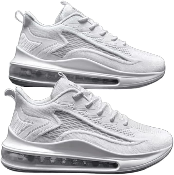 

Мужские кроссовки с воздушной подушкой, нескользящие, модные, спортивные, для зала, бега, тенниса, фитнеса, прогулок, баскетбола Generic, белый