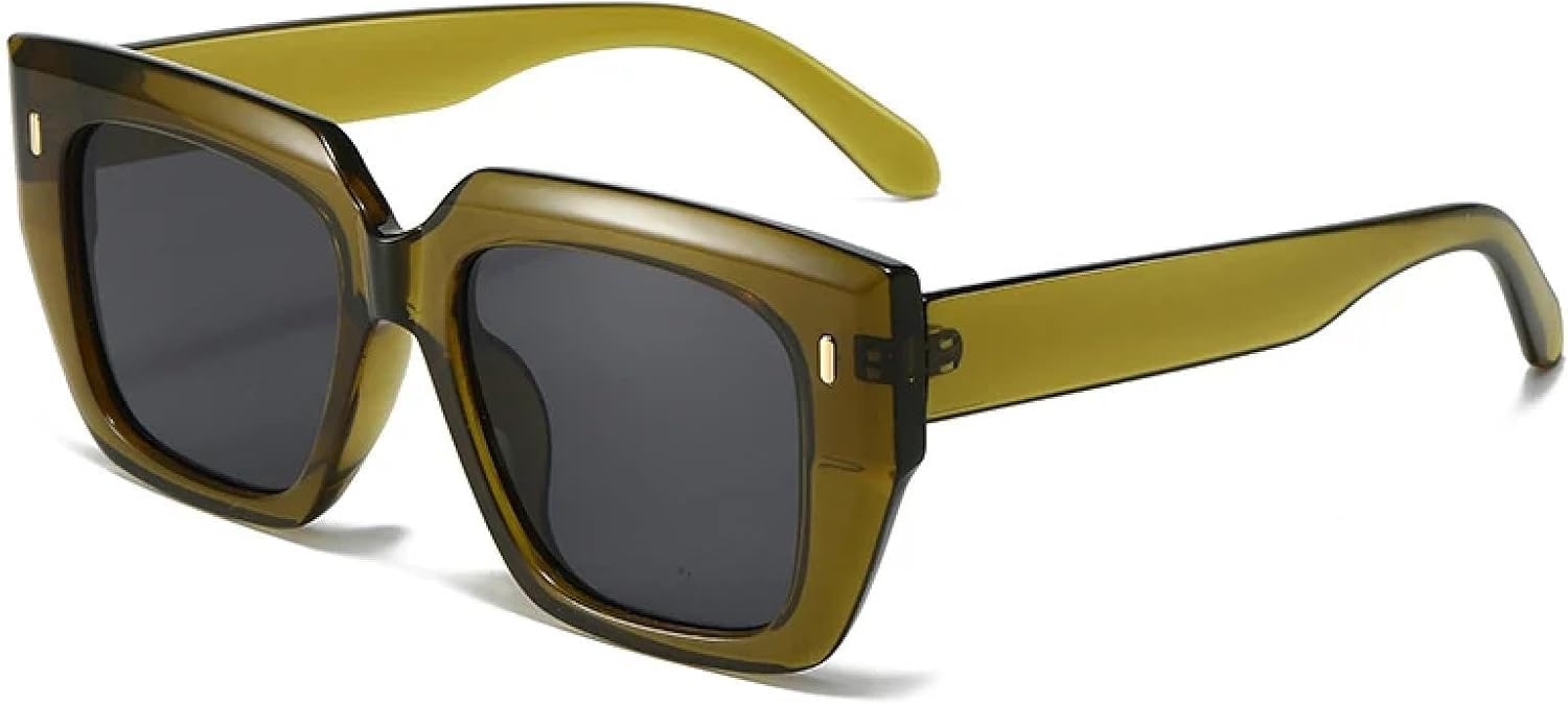 

Модные солнцезащитные очки «кошачий глаз» большого размера для женщин, защита от УФ-излучения UV400, ретро-очки с заклепками для мужчин, градиентные солнцезащитные очки цвета чайного дерева WNCKSQ, Green Gray