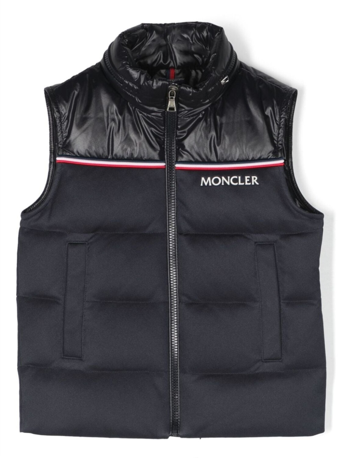 

Moncler Enfant жилет на молнии с нашивкой-логотипом, синий