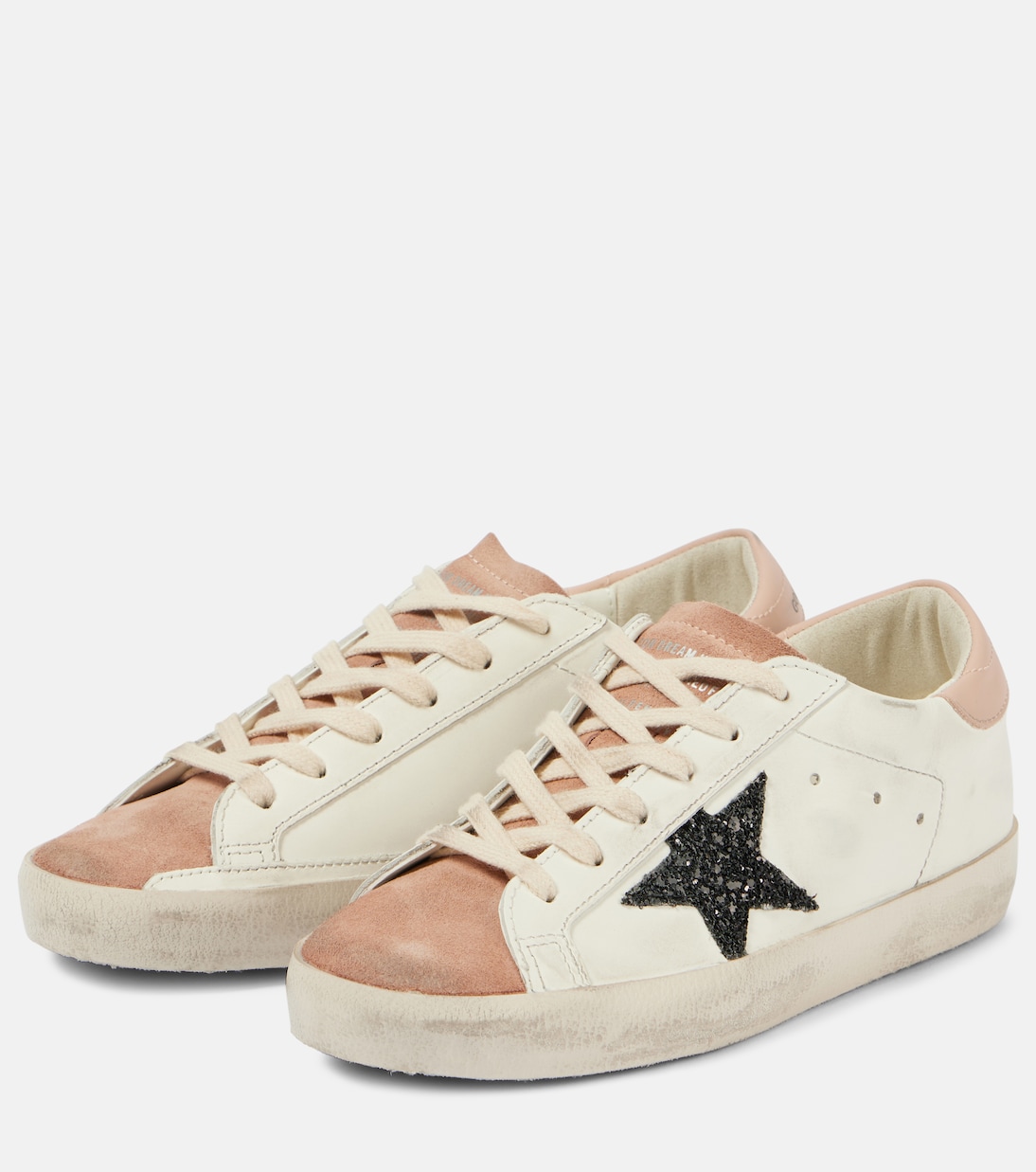 Супер Стар кожаные кроссовки с блестками Golden Goose, Milk/Pink/Dark Blue — фото 2