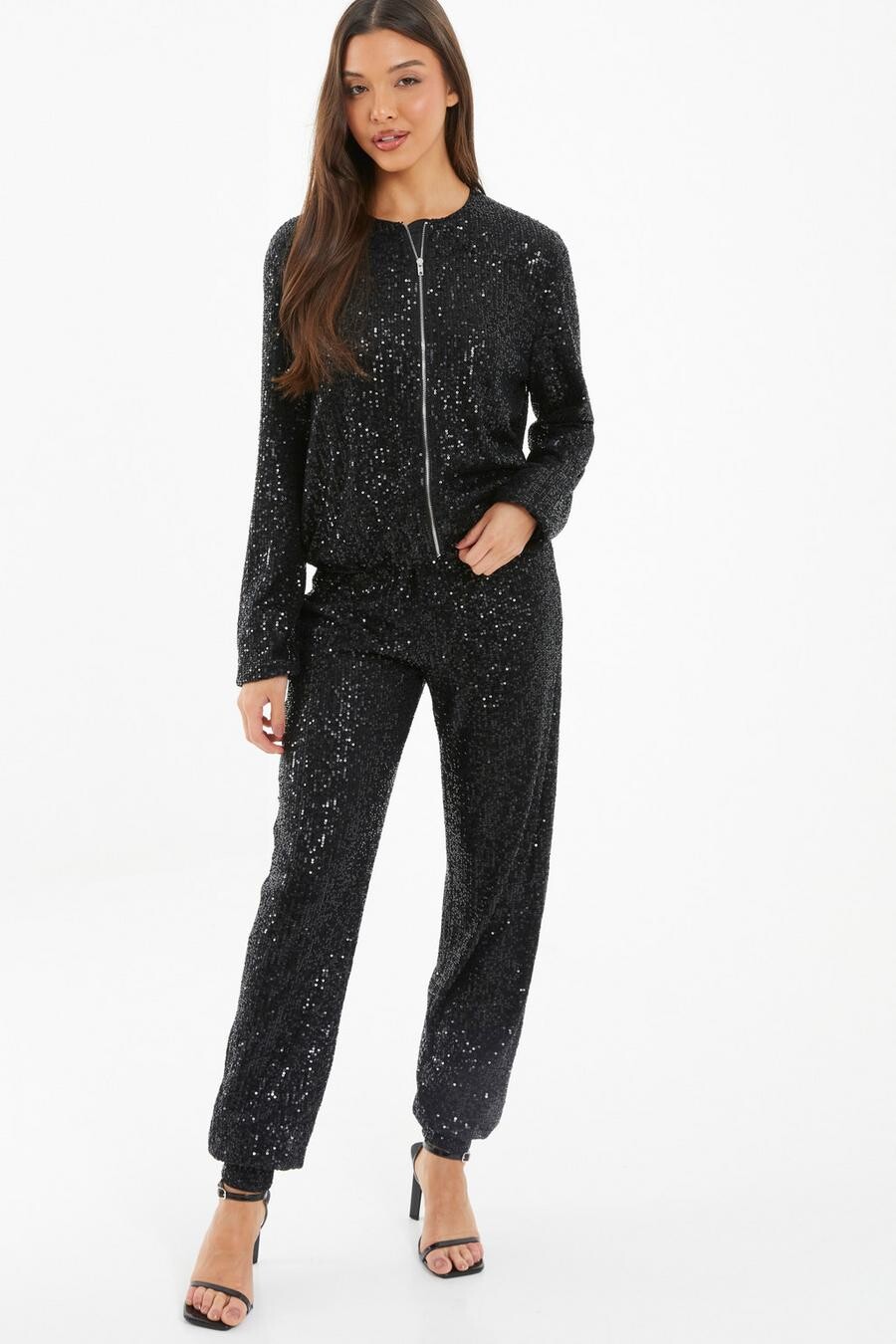 

Черные брюки-джоггеры с пайетками QUIZ Clothing