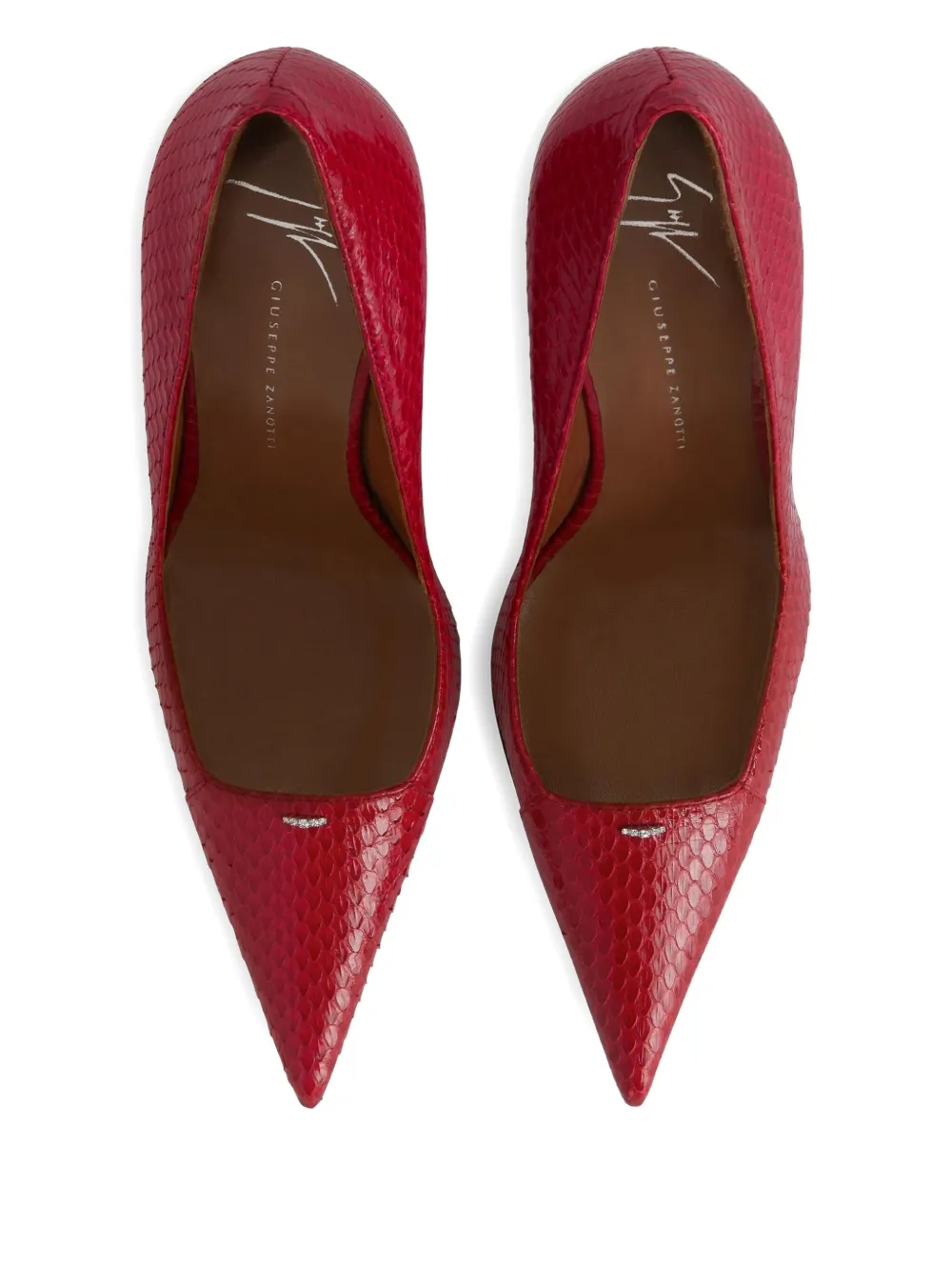 Туфли Raquel 105 с тиснением под кожу змеи Giuseppe Zanotti, красный — фото 3