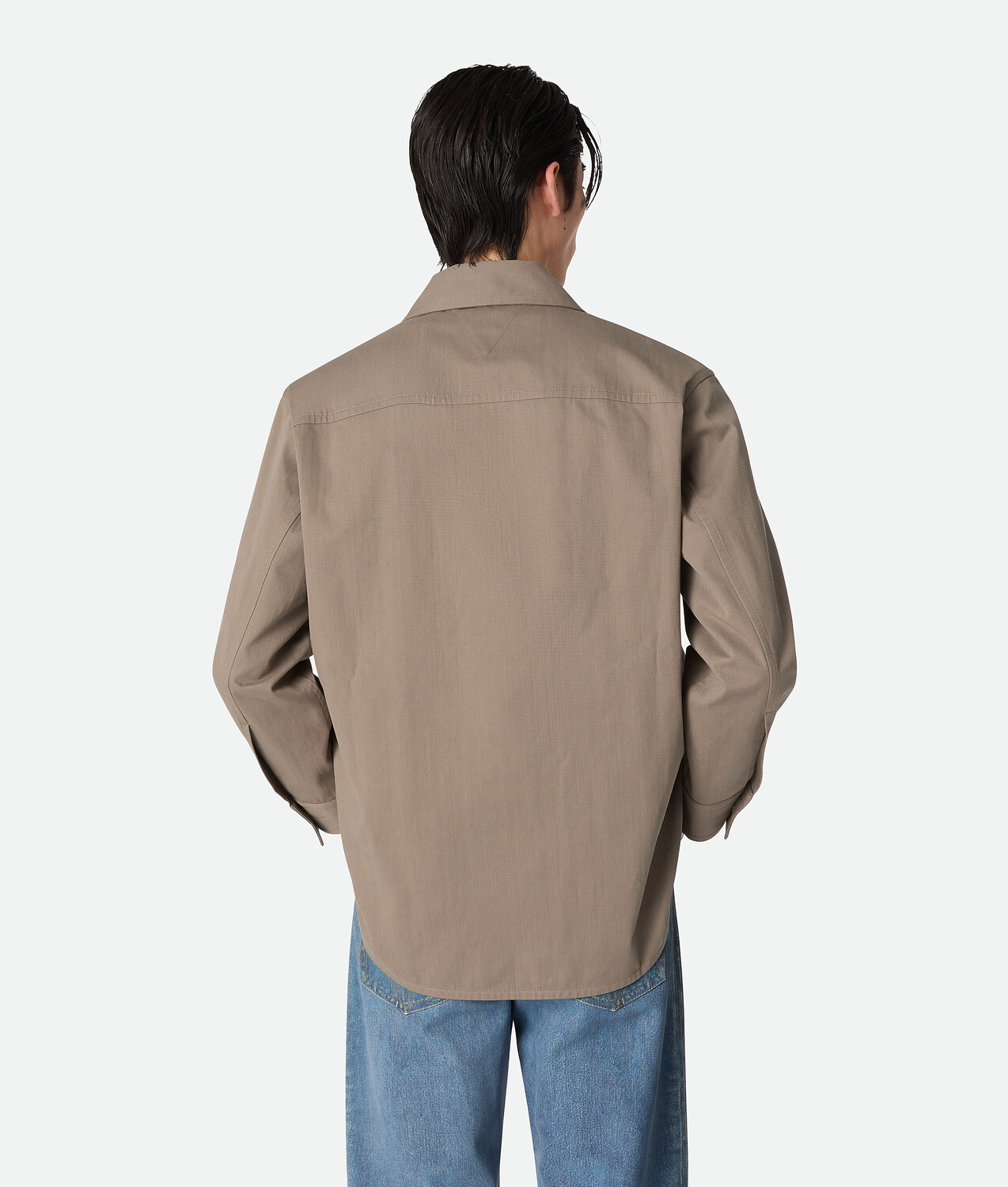 Cotton twill overshirt BOTTEGA VENETA, серая тюлень — фото 3