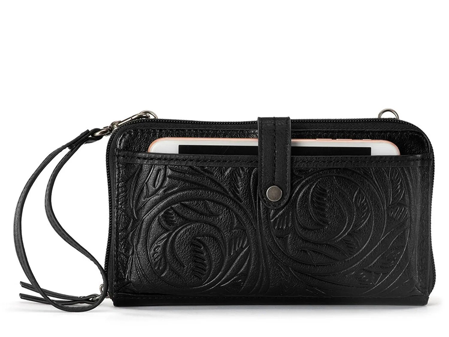 

Сумка кросс-боди The Sak Iris Smartphone Crossbody Bag, Black Floral Embossed