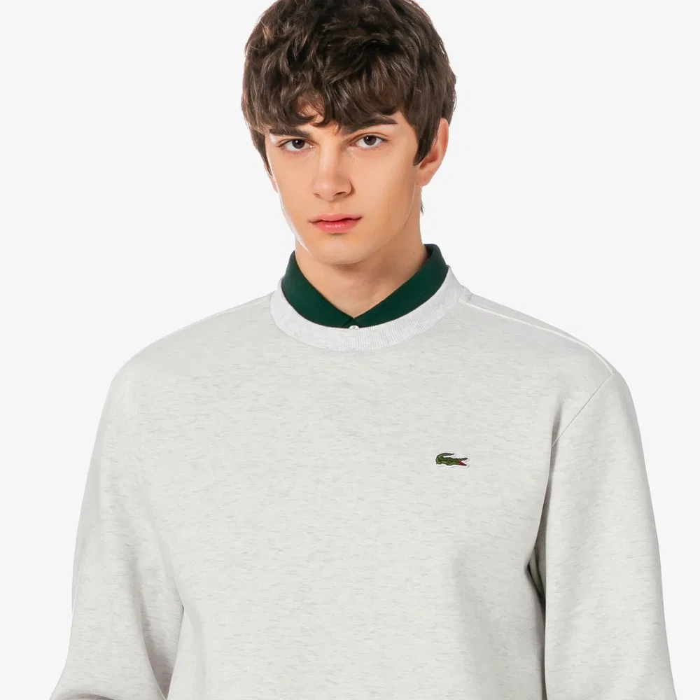 Мужской базовый свитшот Double Face Crewneck, меланжевый серый, от Lacoste — фото 2