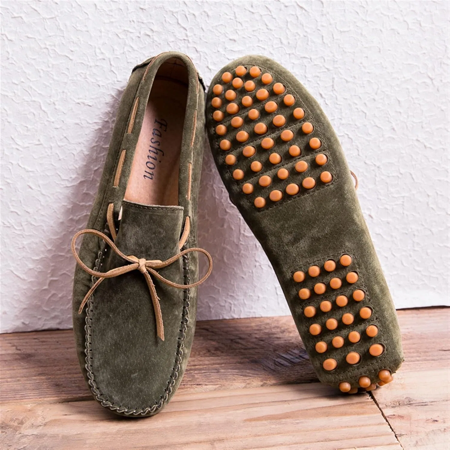 Туфли мокасины PU Leather Loafers, военный зеленый PUGHGAETZF — фото 2