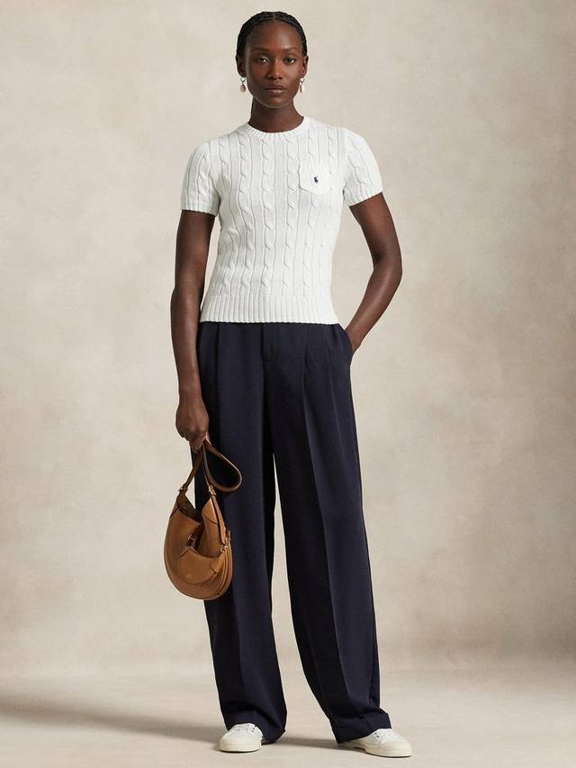 

Джемпер с коротким рукавом из кабельной вязки с логотипом Ralph Lauren, белый