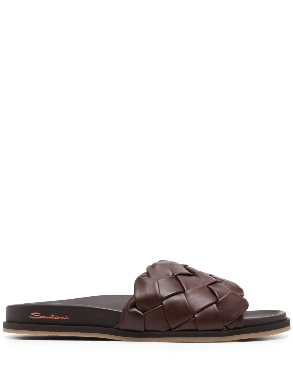 

Плетеные шлепанцы Santoni, коричневый