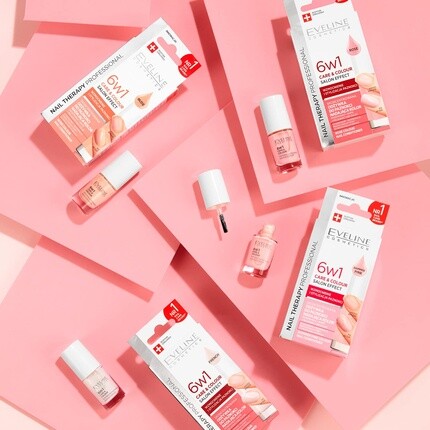 Eveline Nail Therapy Kristallklar 6в1 мерцающий розовый, Eveline Cosmetics — фото 3