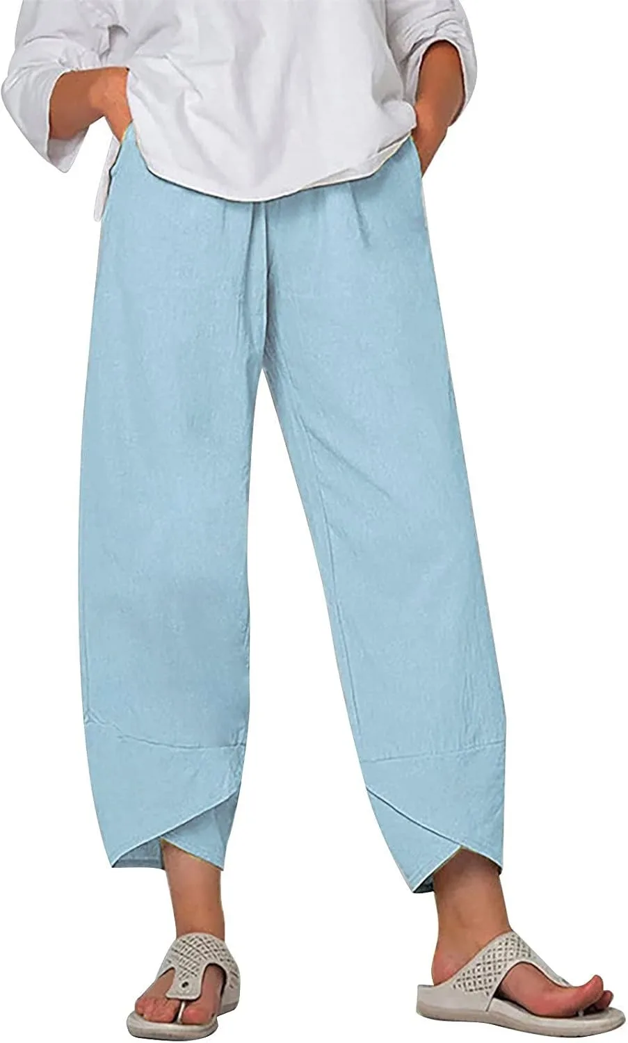 

Льняные брюки для женщин Casual летние укороченные Tulip FZYLQY