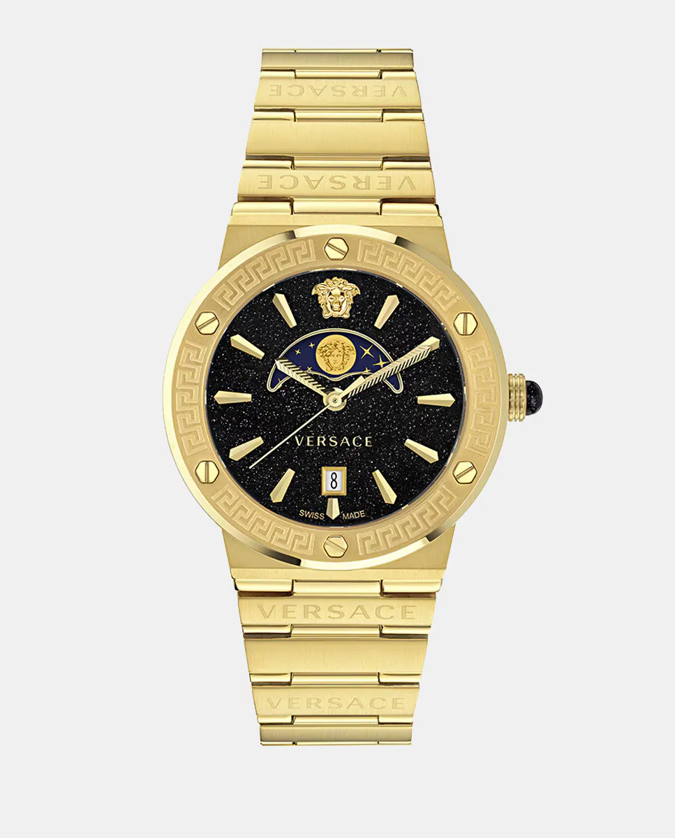 

Женские часы Greca Logo Moonphase VE7G00323 из золотистой стали Versace, золотой