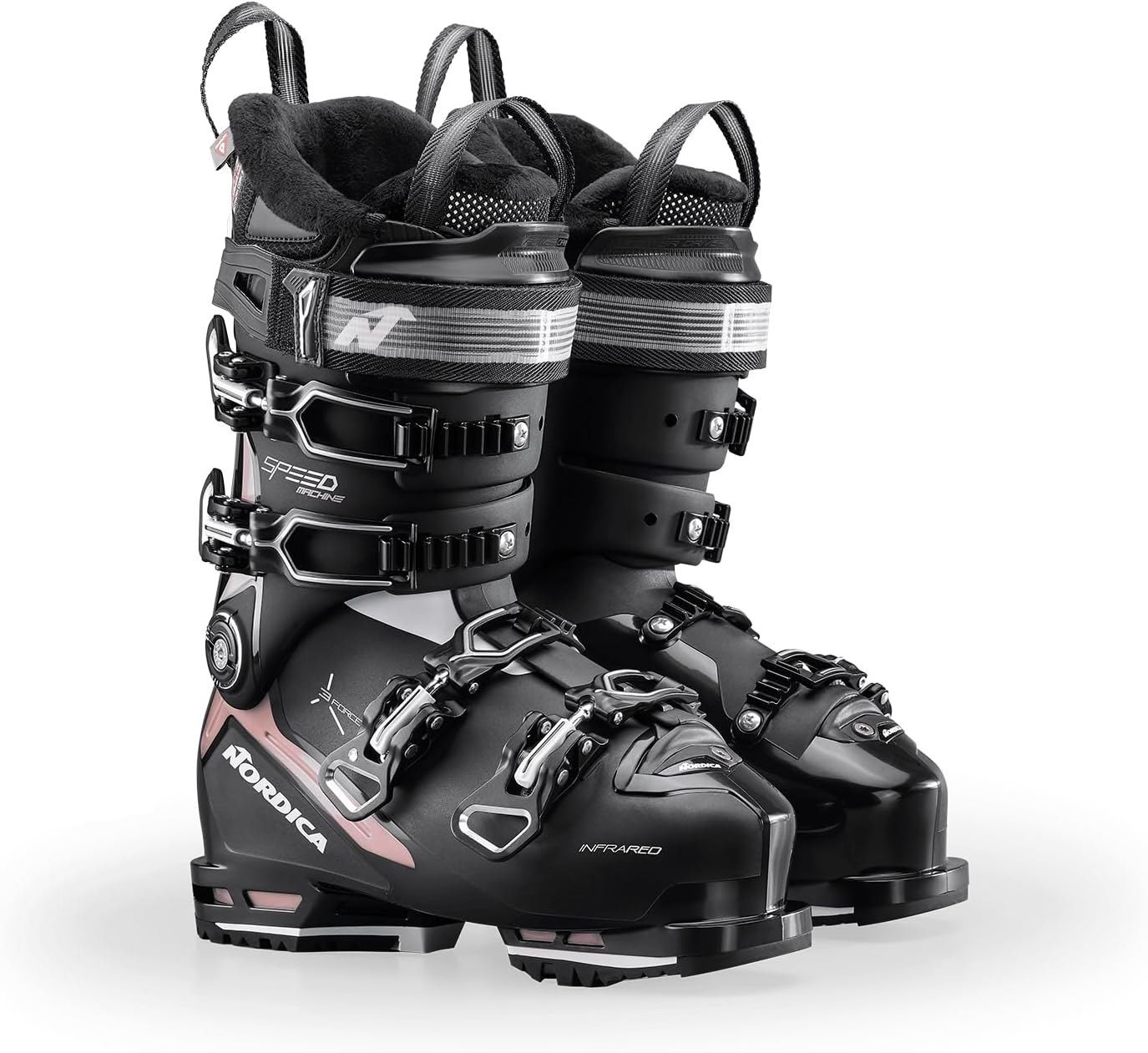 

Женские утепленные ботинки NORDICA Speedmachine 3 115 Вт среднего объема для зимних видов спорта, вездеходные, для фрирайда, горного туризма, с подошвой Gripwalk, с регулируемой анатомической оболочкой., Black/Rose/White, Белый, Женские утепленные ботинки