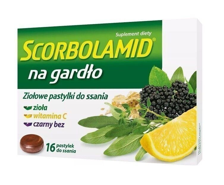 

Травяные пастилки Scorbolamid Na Gardło Tabletki do Ssania, 16 op.