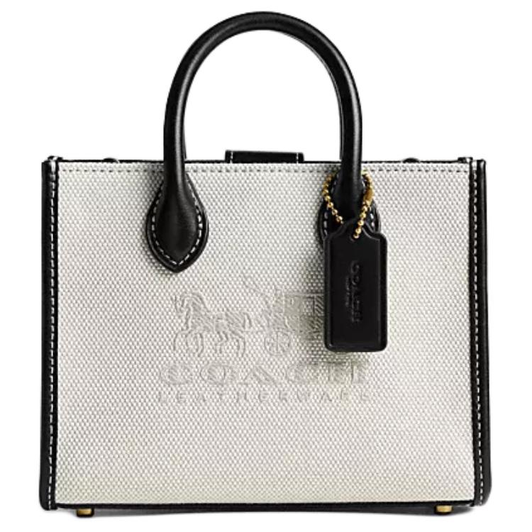 

COACH Элегантная холщовая сумка через плечо с натуральной кожей