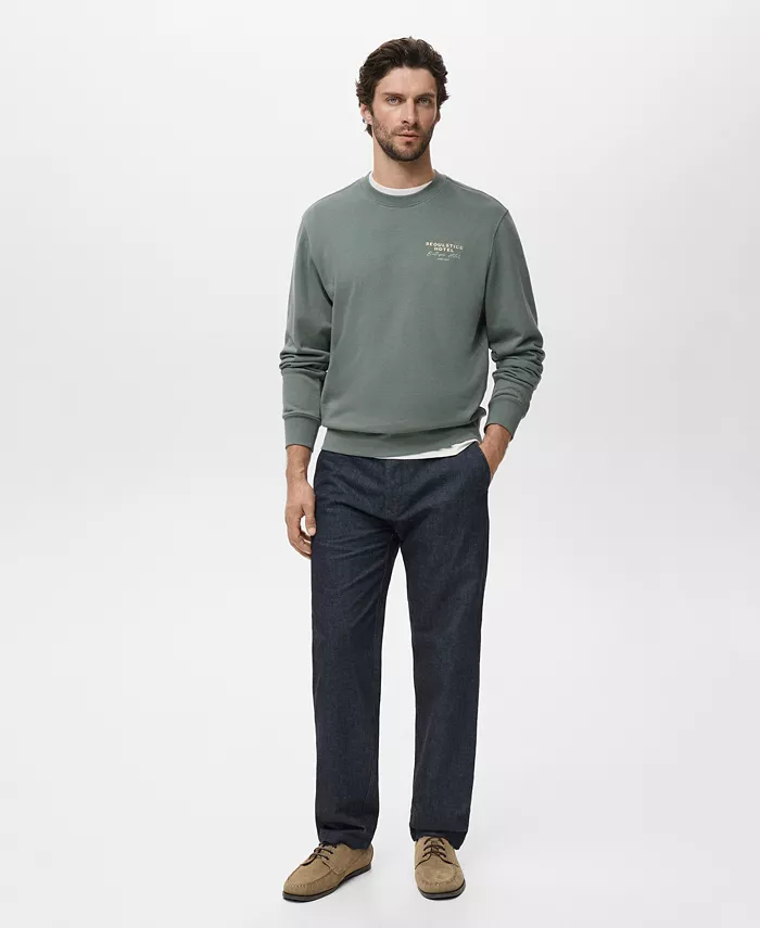 

Мужская футболка с принтом из хлопка Mango, зеленый