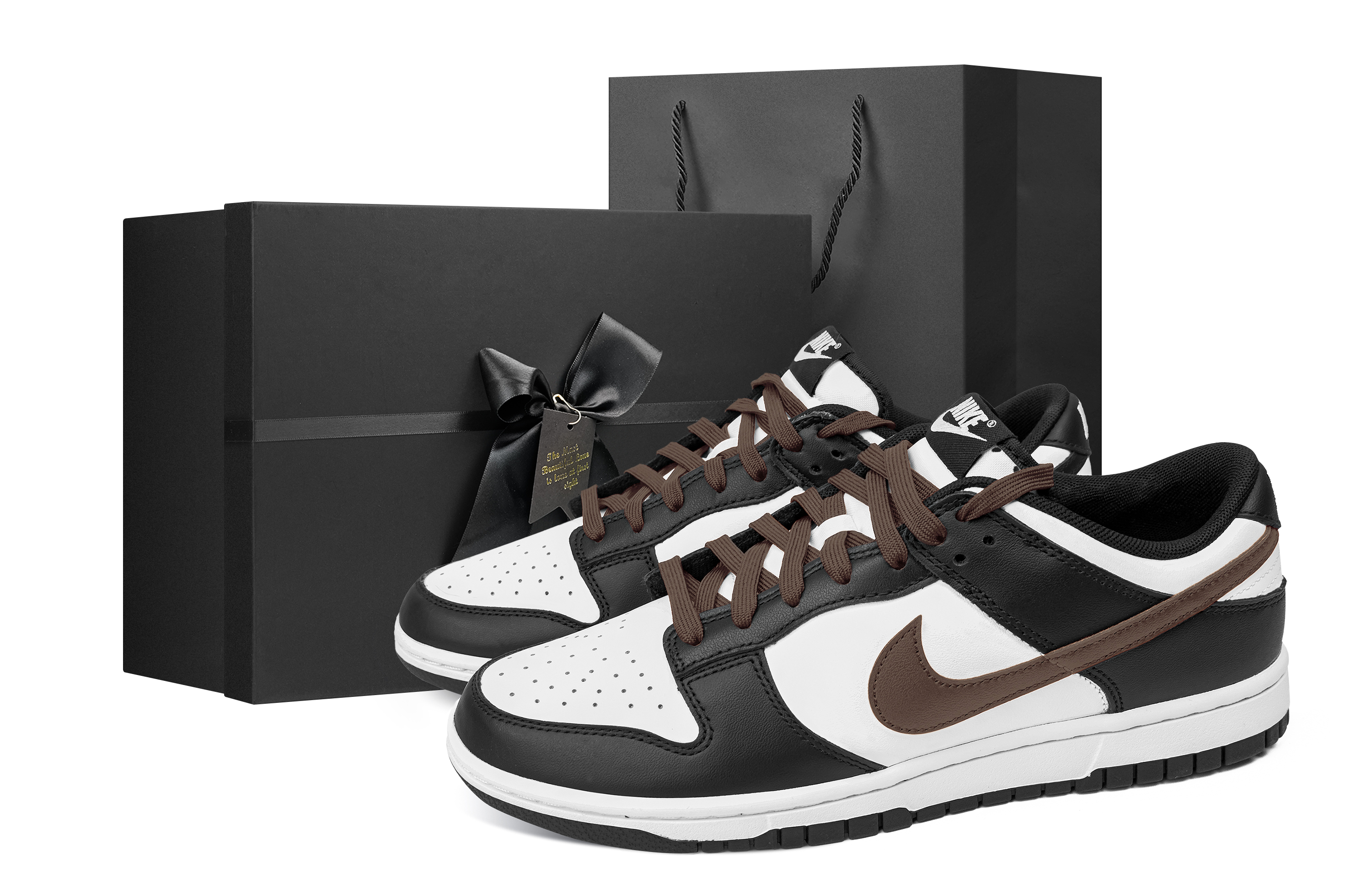 

Nike Кроссовки для скейтбординга Dunk Caramel High-End Box с амортизацией, противоскользящие, низкие, мужские, черные, белые, коричневые