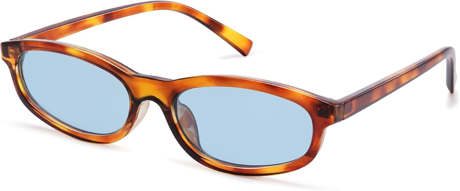 

Ретро-солнцезащитные очки прямоугольной формы для женщин, модные маленькие очки в стиле 90-х, винтажные узкие прямоугольные оправы GM9602 GIGIMOTTE, Tortoise Frame / Blue Lens