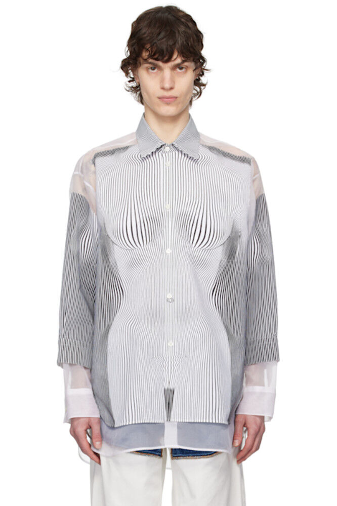 

Белая и черная рубашка «The Petit Grand Pinstripe Body Morphing» Jean Paul Gaultier